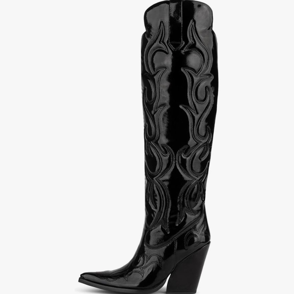 Jeffrey Campbell Amigos Black Over the Knee Western Boots